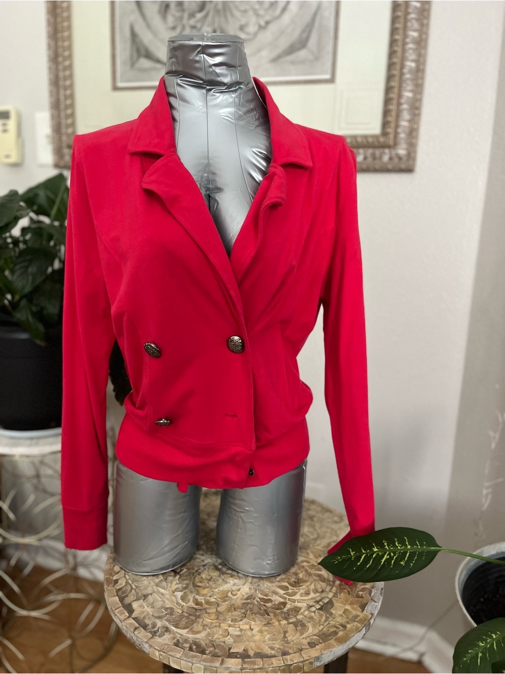 Red Double-Breasted Women's Blazer Jacket